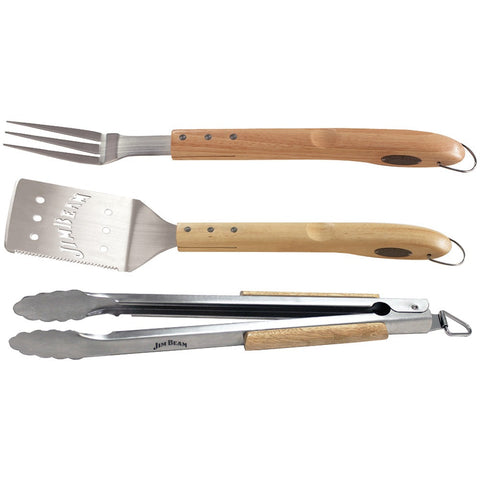 JIM BEAM JB0157 3pc BBQ Set with Spatula, Fork & Tongs